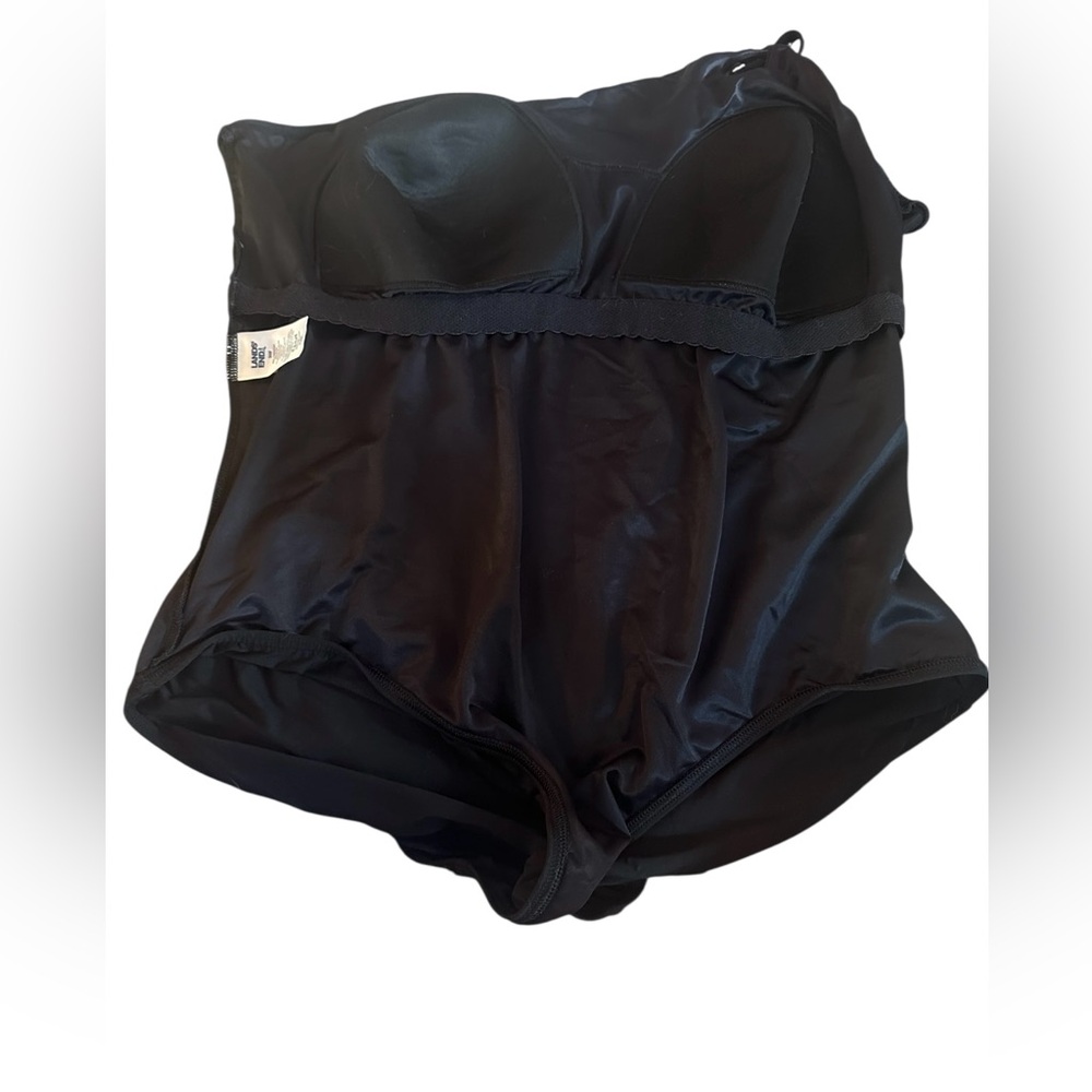 Lands' End UPF 50 Full Coverage Tummy Control One Shoulder One Piece Black 24W - Picture 10 of 11